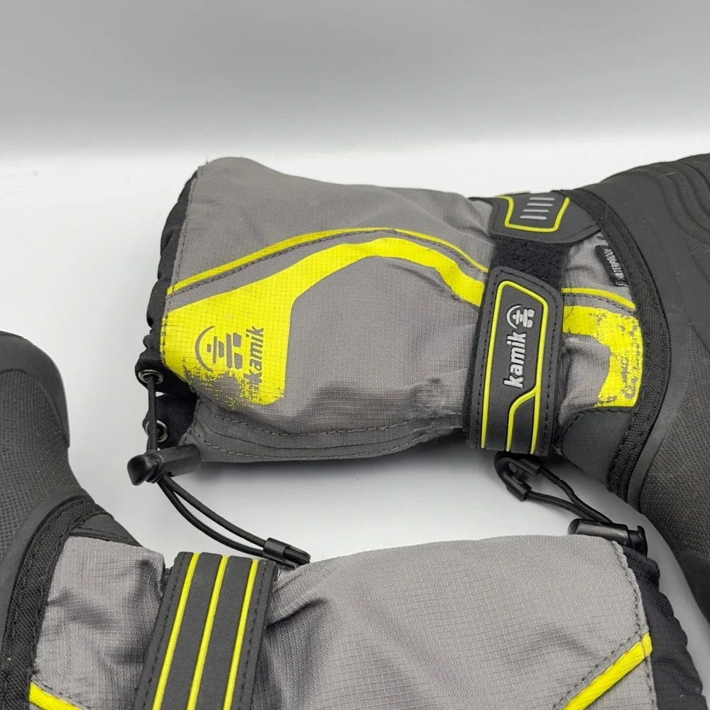 Kamik Kids Grey Yellow Waterproof Insulated Snow Boots Size 3 Made in Canada‎